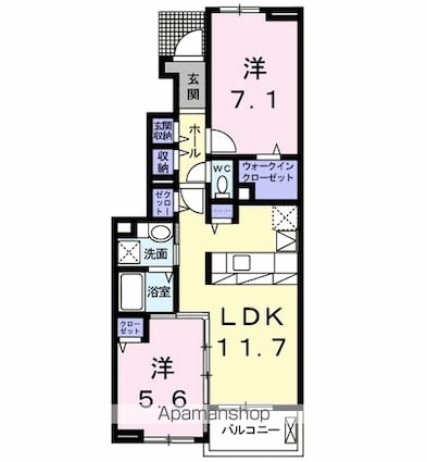 ウィステリアタウン　Ⅷ[2LDK/56.34m2]の間取図
