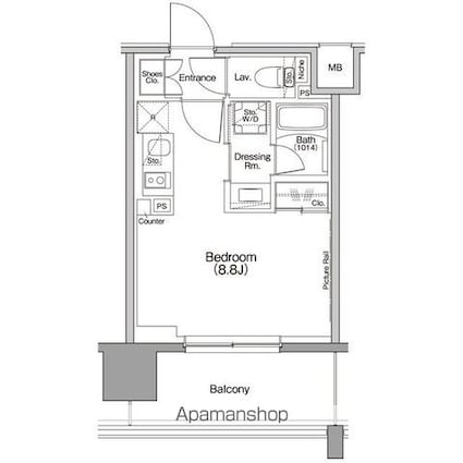 ザ・パークハビオ行徳駅前[1R/22.88m2]の間取図