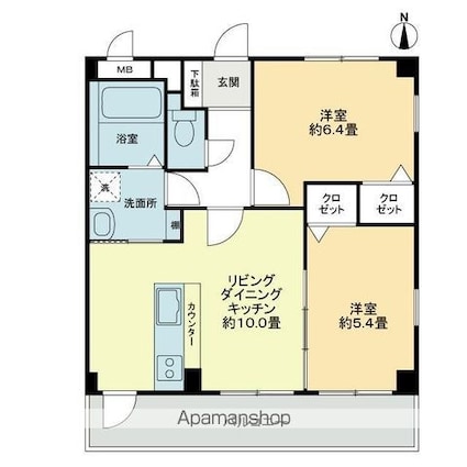フォブール山地[2LDK/50.55m2]の間取図