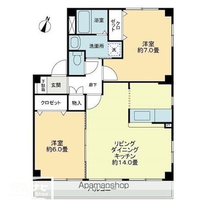 フォブール世俵Ｂ[2LDK/59.62m2]の間取図