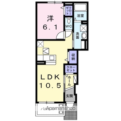 メゾン　ド　さちＡ[1LDK/42.5m2]の間取図