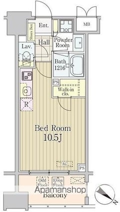 グランパレス東京八重洲アベニュー[1R/28.8m2]の間取図