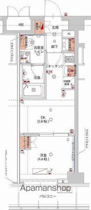 東京都新宿区山吹町[1DK/25.8m2]の間取図