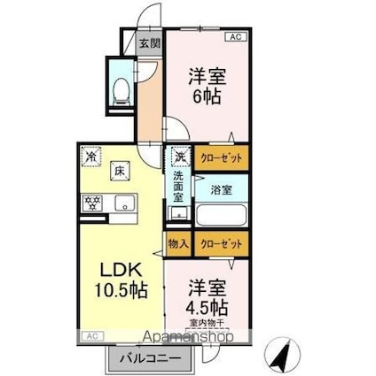 プラント　Ｃ棟[2LDK/50.38m2]の間取図