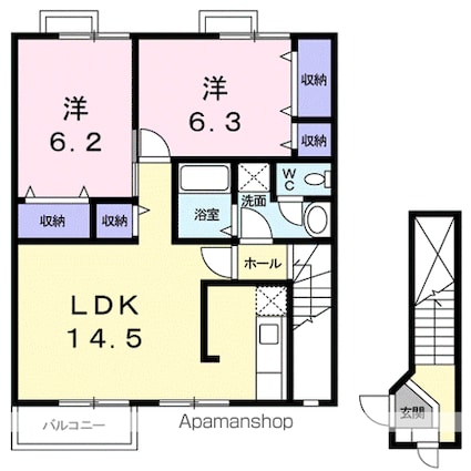 ロイヤル　ストーンⅡ[2LDK/63.87m2]の間取図