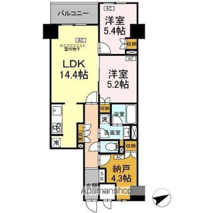 サンジョイアゼロ[2LDK/65.97m2]の間取図