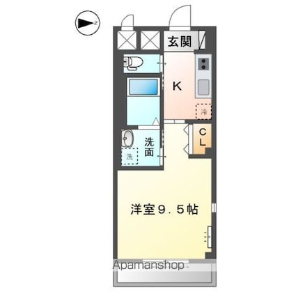 ラ・プラース古出来[1K/30.6m2]の間取図