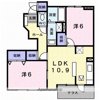 サントル吉藤Ｂ[2LDK/52.05m2]の間取図