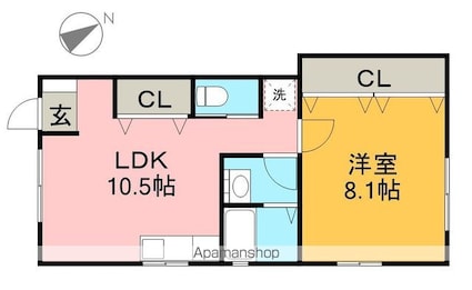 レセナハイツ[1LDK/46.07m2]の間取図