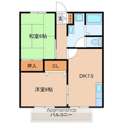 くりの木ハウス[2DK/46.97m2]の間取図