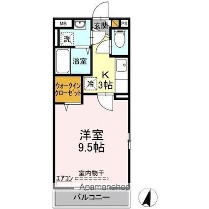 ベルフィーユ吾妻[1K/30.27m2]の間取図