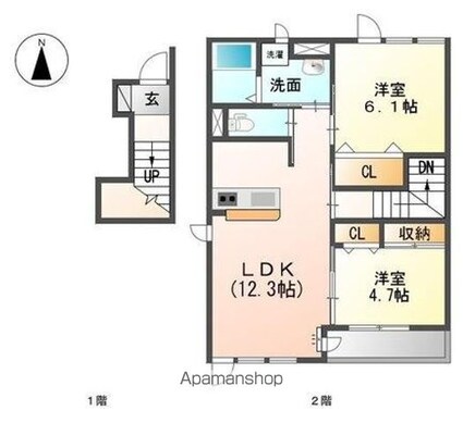 フィオーレ　[2LDK/57.87m2]の間取図