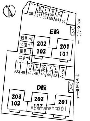 ドムスヒルズ　Ｄ館[2LDK/54.81m2]の配置図