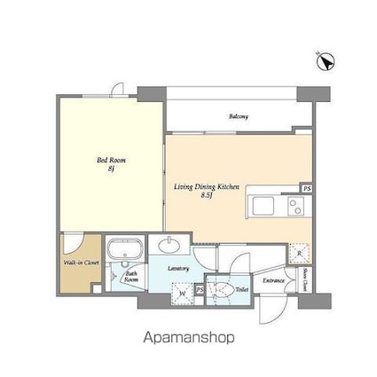 オーキッドレジデンス神楽坂[1LDK/40.84m2]の間取図
