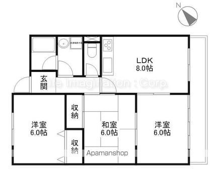 滋賀県大津市大将軍１丁目[3DK/58.8m2]の間取図