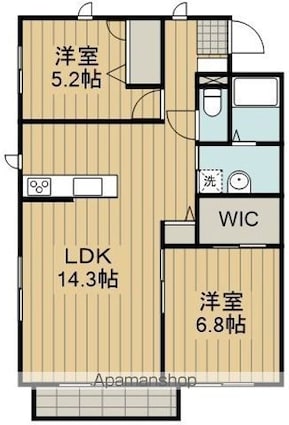ニューノース弐番館[2LDK/64.25m2]の間取図