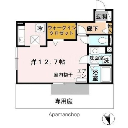 フォースクエア岡田[1R/34.76m2]の間取図