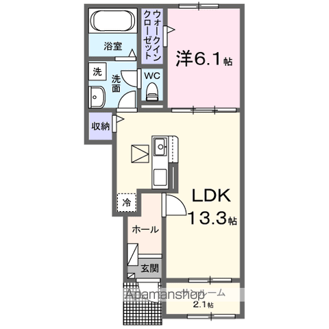 ヒカルサ　甲斐名取 103 ｜ 山梨県甲斐市名取465-1（賃貸アパート1LDK・1階・50.01㎡） その2