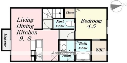 Ｂｏｎｔｅ　Ｃｉｅｌ[1LDK/42.14m2]の間取図
