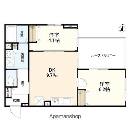 ウェルスクエアイズム明大前[2LDK/46.44m2]の間取図
