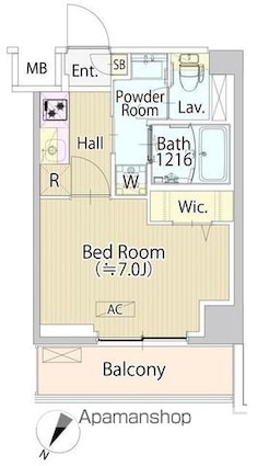 ＳＡＳＡＺＵＫＡ　ＴＯＤＡＹ[1K/24.94m2]の間取図