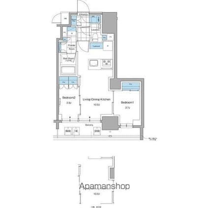 ルフォンプログレ本郷三丁目[2LDK/42.34m2]の間取図