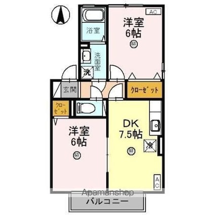 リビングタウン南四ツ居　Ａ[2DK/45.43m2]の間取図