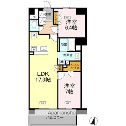 ロイヤルパークス仙台青葉通[2LDK/69.83m2]の間取図