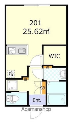サニーブリーズ板橋[1K/25.62m2]の間取図