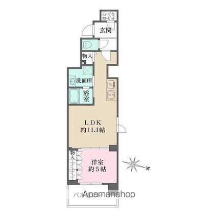 プライムアーバン菊川[1LDK/40.22m2]の間取図