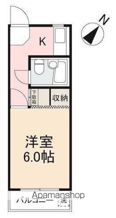 サニーハイツ宮脇[1K/19.42m2]の間取図