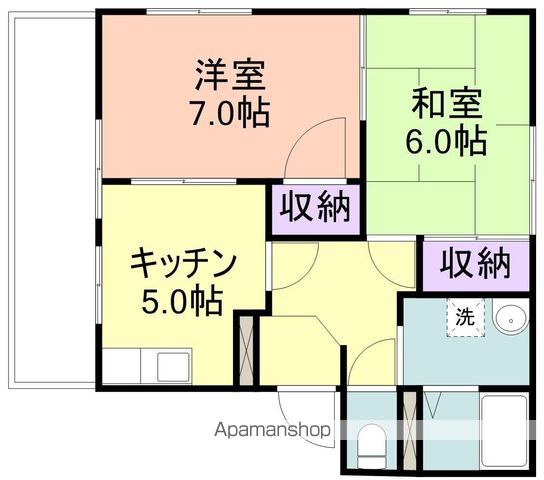 フレグランスせせらぎ 102 ｜ 和歌山県和歌山市中之島961-13（賃貸アパート2K・1階・43.84㎡） その2