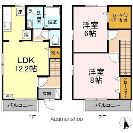 クレマンティーヌ　Ｂ棟[2LDK/66.79m2]の間取図