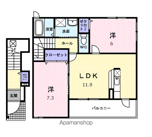 【岐阜市須賀のアパートの間取り】