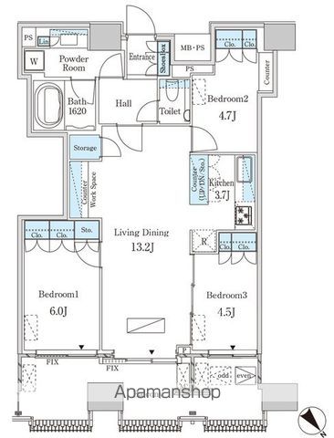 目黒区上目黒のマンションの間取り