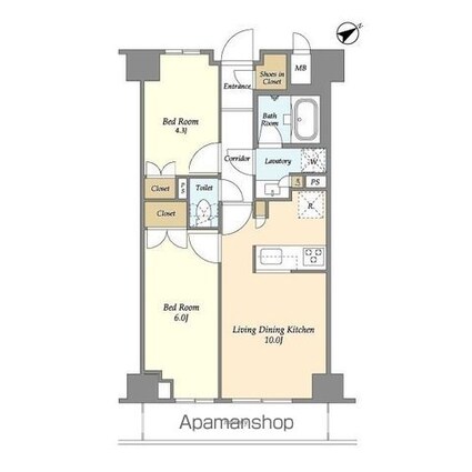 市谷台町坂フロント[2LDK/46.92m2]の間取図