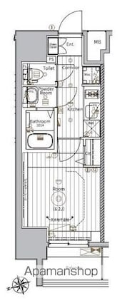 メイクスＷアート浅間町[1K/22.93m2]の間取図