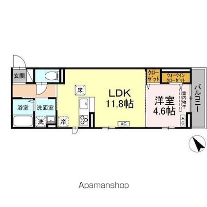 ＤーＲＯＯＭ連坊[1LDK/40.24m2]の間取図