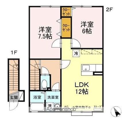グランモア桜川[2LDK/62.11m2]の間取図