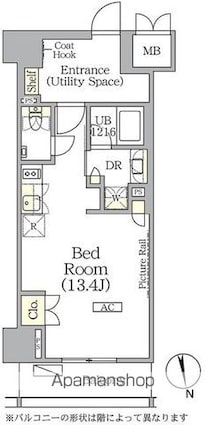 東京都新宿区東五軒町[1R/39.43m2]の間取図