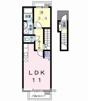 ポジターノ[1LDK/38.82m2]の間取図