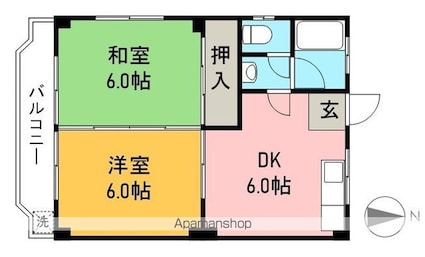 舟戸ハイツ[2DK/40m2]の間取図