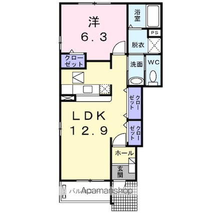 ベルコリーヌ・Ｎ　Ⅱ[1LDK/46.49m2]の間取図