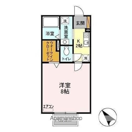 パルティーレ穴川[1K/26.49m2]の間取図