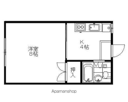 桜ハイツ２号館[1DK/23.97m2]の間取図