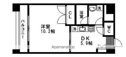 ウエストパーク支倉[1DK/37.72m2]の間取図