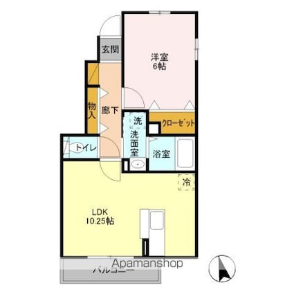 キューブ赤塚　Ⅰ[1LDK/40.31m2]の間取図