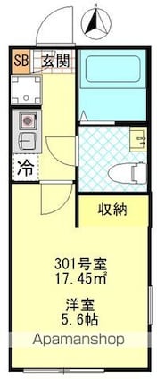 東京都板橋区蓮根２丁目[1K/17.45m2]の間取図