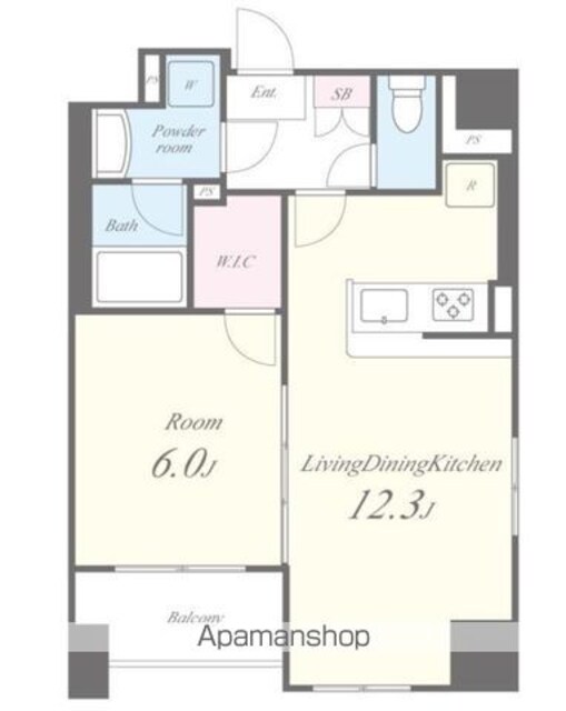アーバンレジデンス神田富山町[1LDK/43.1m2]の間取図