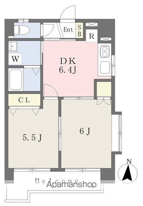 パレ・グラン室町[2DK/40.5m2]の間取図